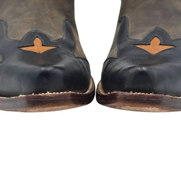 Heritage Boots Taupe Gray Orange Suede Leather Cowboy Western Boots Mens 10 CBC - Picture 9 of 16